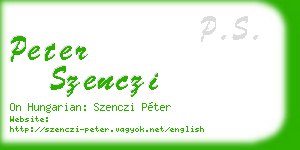 peter szenczi business card